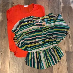 Chiffon red and chiffon green going out tops